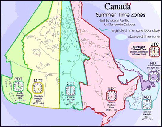 Map Of Canada With Time Zones